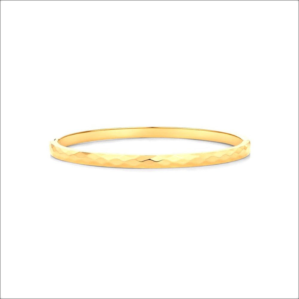 14K Gold Plated Waterproof Bangle Bracelet Stainless Steel Hinged